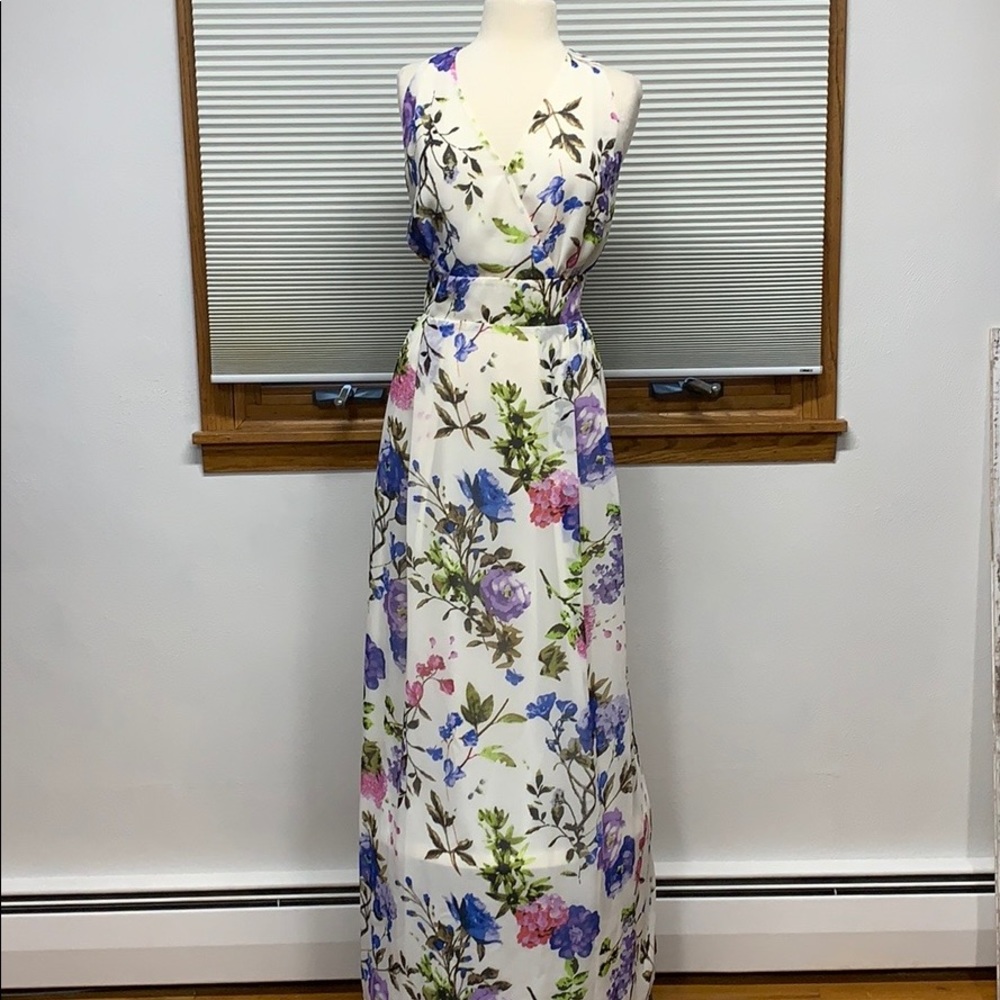Long Tall Sally beige floral print maxi dress